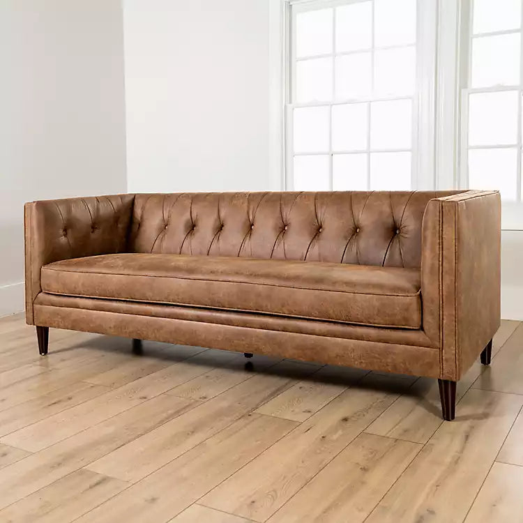 Wyatt Chester Faux Leather Formal Sofa