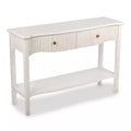 New! Elizabeth White Ribbed Drawer Console Table