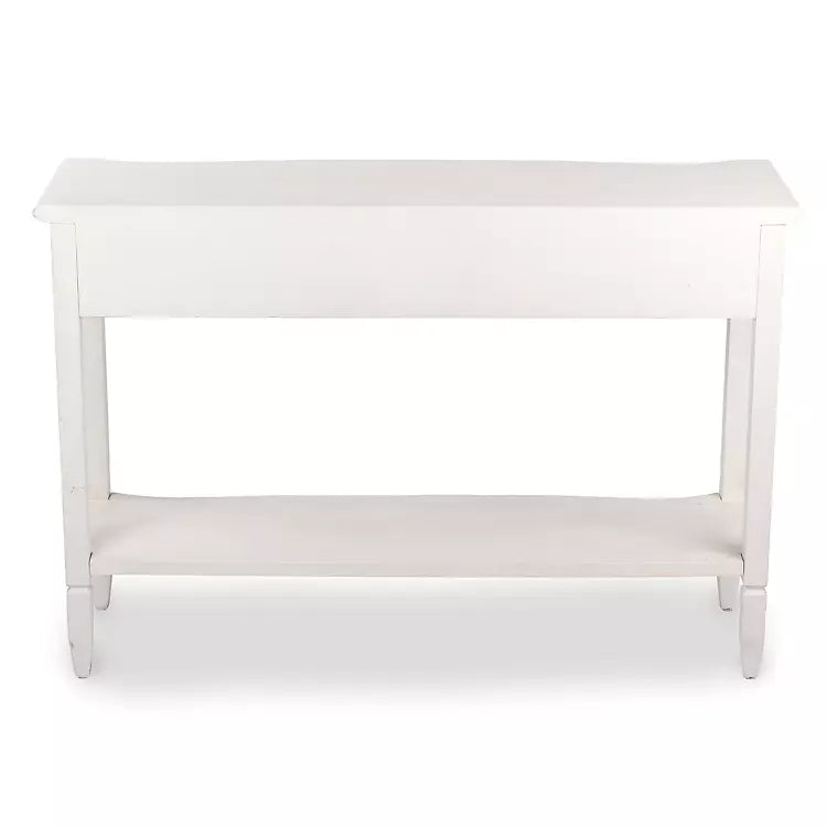 New! Elizabeth White Ribbed Drawer Console Table
