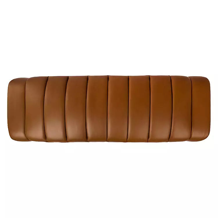 New! Camel Vienna Channeled Faux Leather Bench