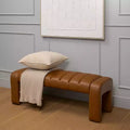 New! Camel Vienna Channeled Faux Leather Bench