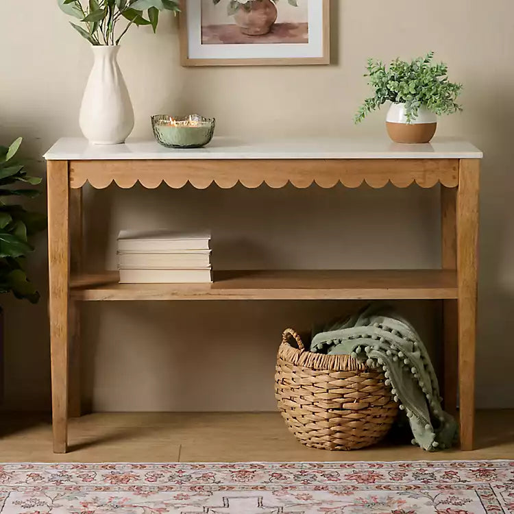 New! Marble and Wood Ayla Console Table