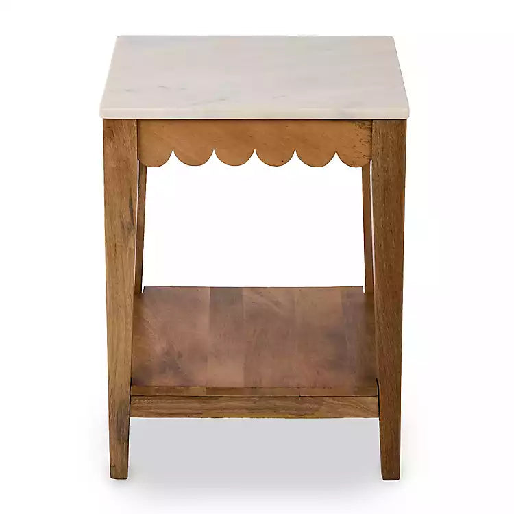 Marble and Wood Ayla Accent Table