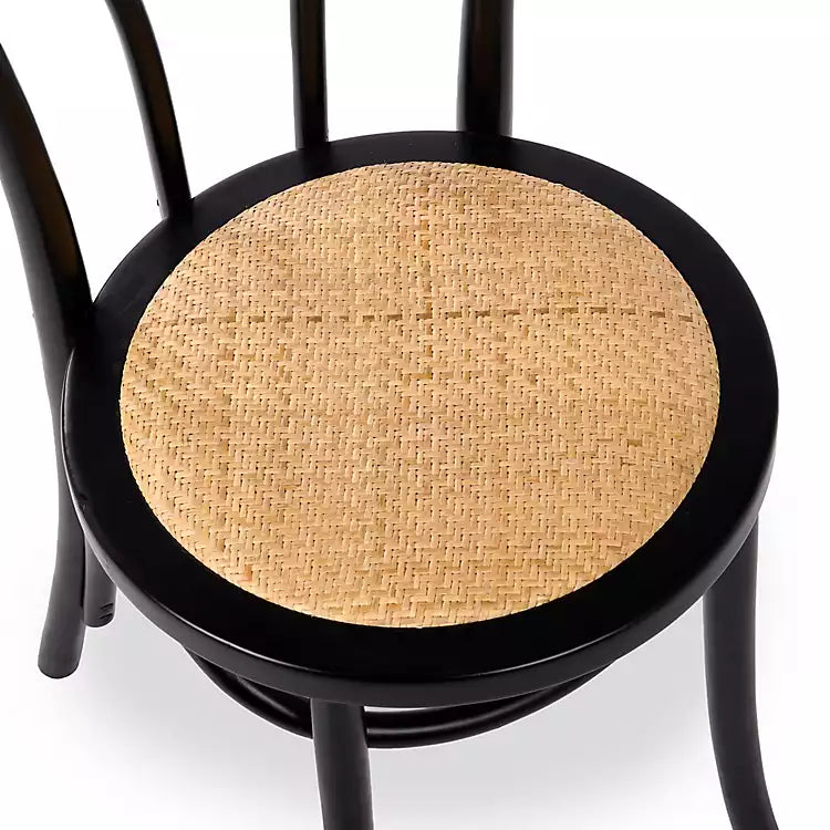 New! Black Wood and Rattan Bistro Chair