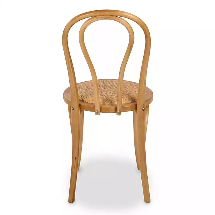 New! Natural Wood and Rattan Bistro Chair
