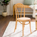 New! Natural Wood and Rattan Bistro Chair