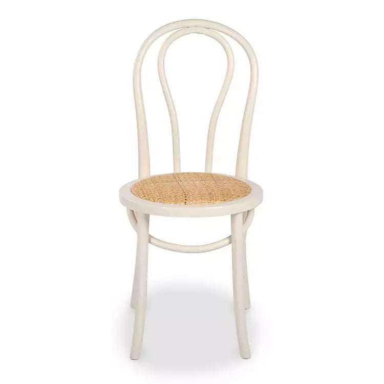 White Wood and Rattan Bistro Chair