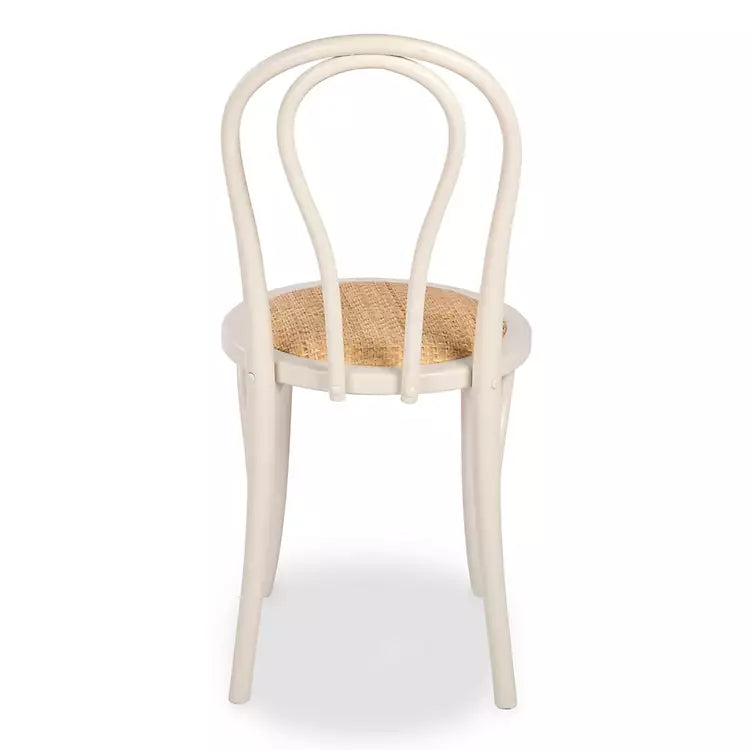 White Wood and Rattan Bistro Chair