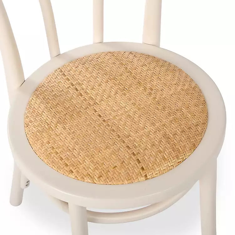 White Wood and Rattan Bistro Chair
