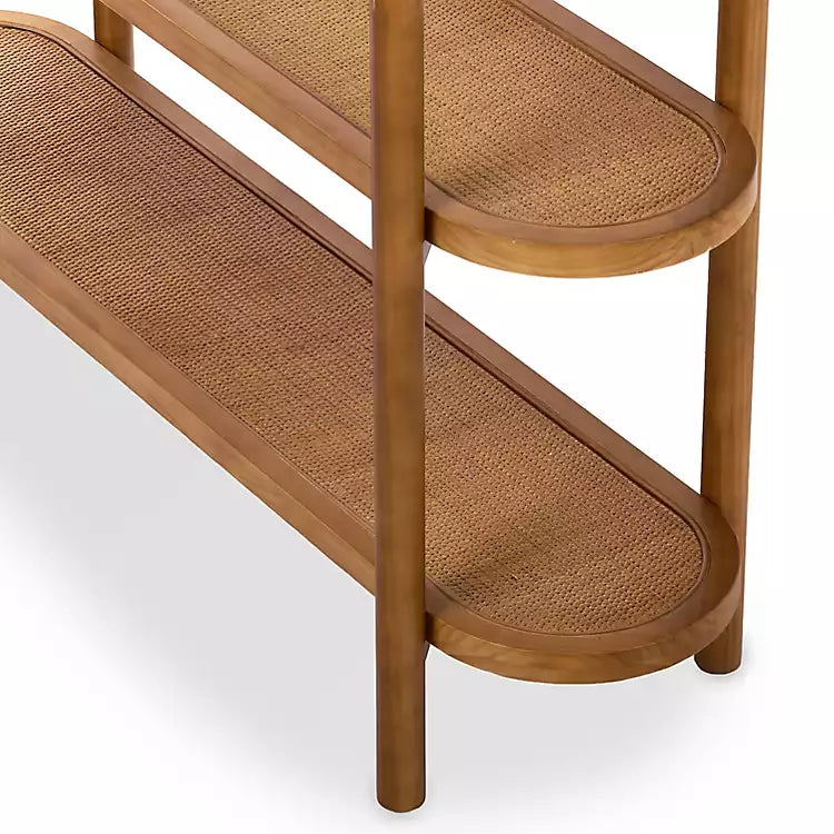 New! Wood and Rattan 3-Tier Simone Console Table