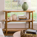 New! Wood and Rattan 3-Tier Simone Console Table